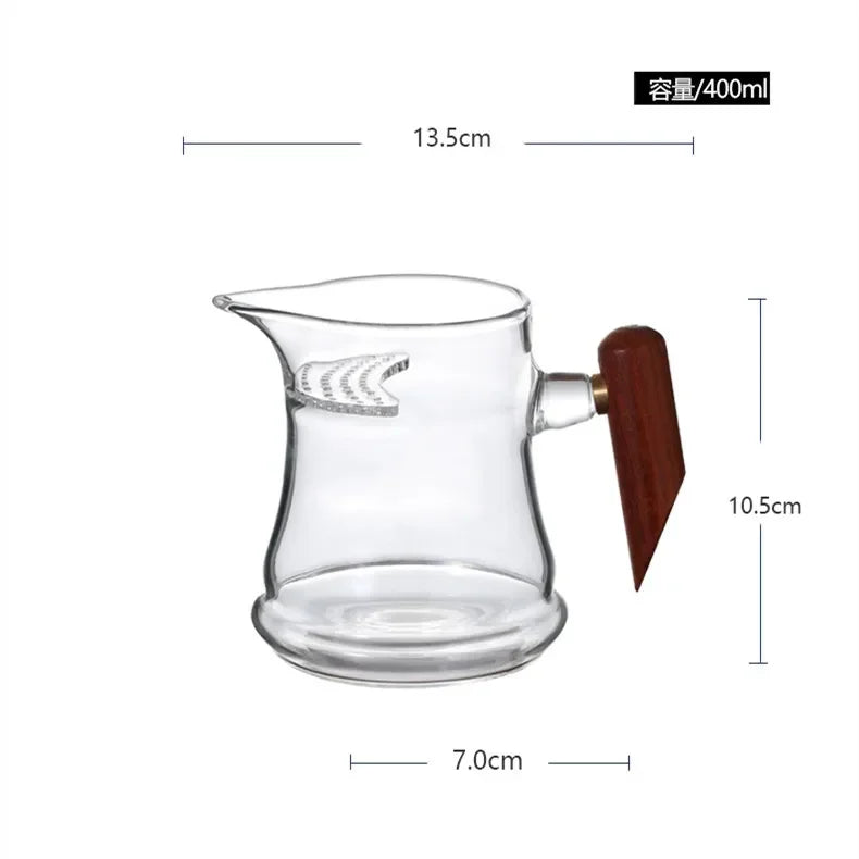 400ml Heat-resistant Glass Fair Cup Tea Leak Set Green Tea Cup Crescent Tea Maker Pot with Filter Teas Set Divider Even Cup