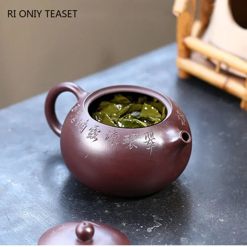 400ml High-end Yixing Raw Ore Purple Clay Teapots Famous Handmade Large Capacity Xishi Tea Pot Kettle Chinese Zisha Tea Set
