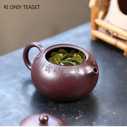 400ml High-end Yixing Raw Ore Purple Clay Teapots Famous Handmade Large Capacity Xishi Tea Pot Kettle Chinese Zisha Tea Set
