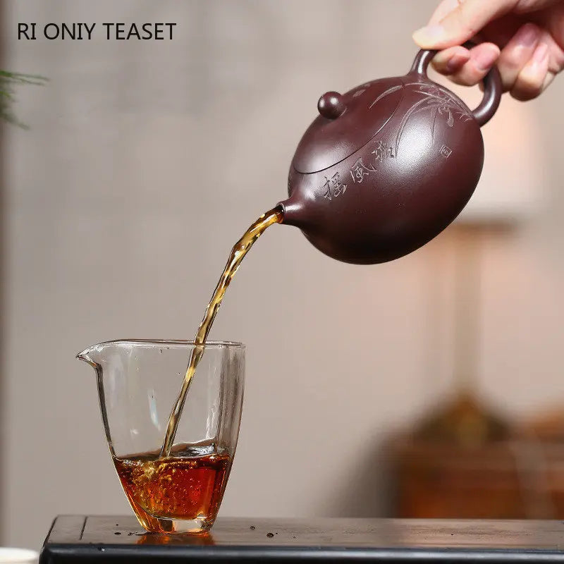 400ml High-end Yixing Raw Ore Purple Clay Teapots Famous Handmade Large Capacity Xishi Tea Pot Kettle Chinese Zisha Tea Set