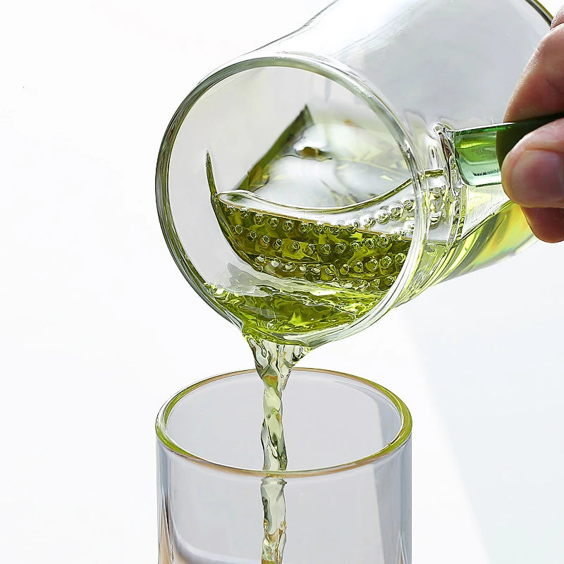 400ml Modern Minimalist Tea Mug Crescent Filter Glass Flower Tea Cup with Handle Lid Glass Office Tea Separation Teacup