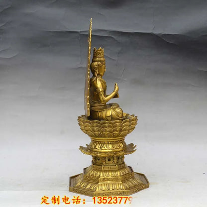 40CM  LARGE Asia home shop hall efficacious Talisman bless Safe Good luck Tathagata Vairocana RU LAI Buddha BRASS statue