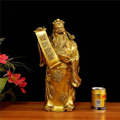 40CM  LARGE good luck home shop business bring wealth and fortune God of wealth CAI SHEN YE GOD Brass Sculpture Ornament