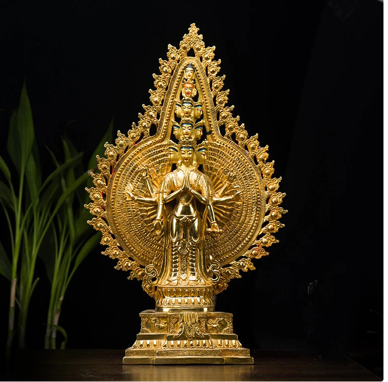 40CM Large # Tibetan Buddhism bless family home Safety Health wealth efficacious Protection Thousand hand Guanyin Buddha