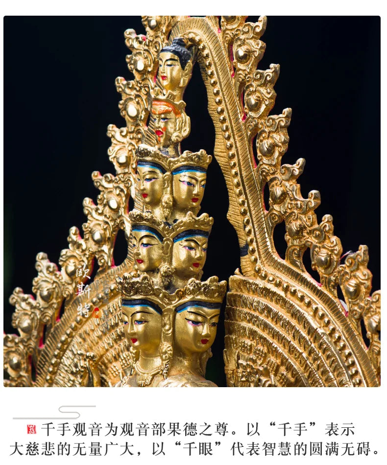 40CM Large # Tibetan Buddhism bless family home Safety Health wealth efficacious Protection Thousand hand Guanyin Buddha