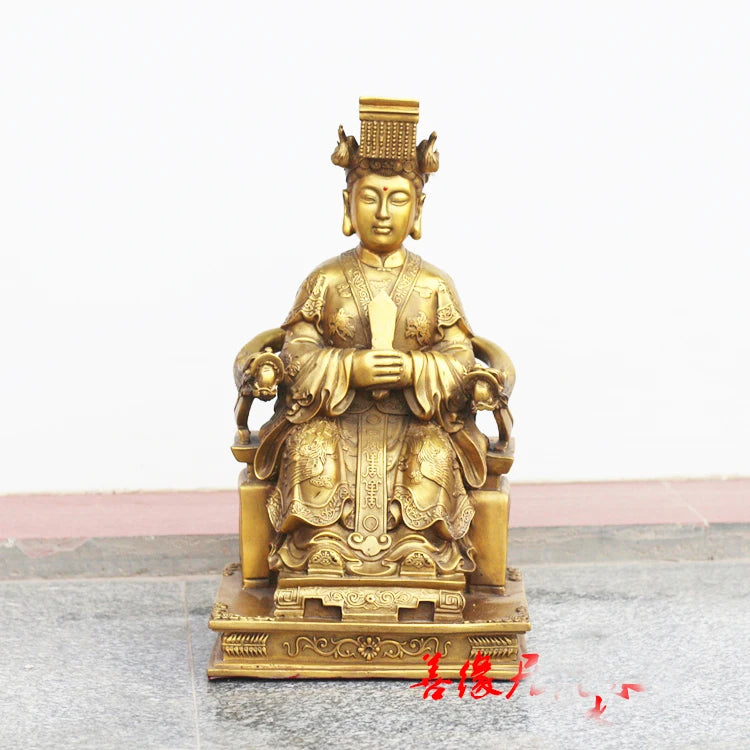 40CM huge HOME House Talisman Protection Meizhou Mazu Goddess Matsu Goddess of the Sea FENG SHUI brass art statue