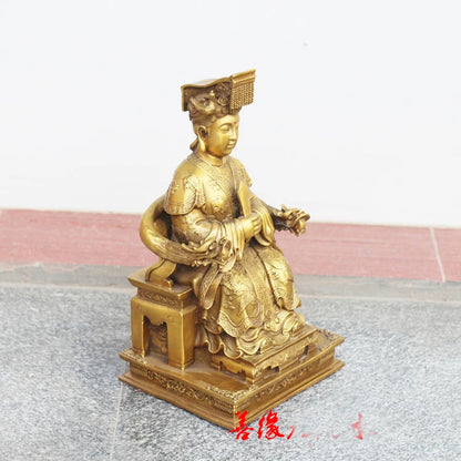 40CM huge HOME House Talisman Protection Meizhou Mazu Goddess Matsu Goddess of the Sea FENG SHUI brass art statue