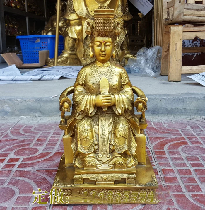 40CM huge HOME House Talisman Protection Meizhou Mazu Goddess Matsu Goddess of the Sea FENG SHUI brass art statue