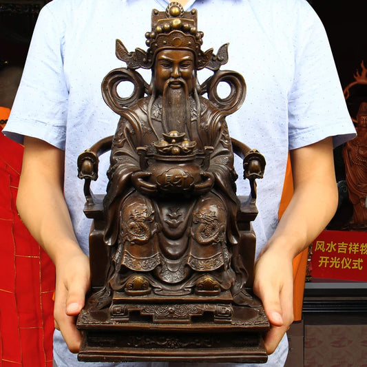 40CM large 2023 home office store Business thriving bring wealth fortune CAI SHEN fortune GOD statue bronze FENG SHUI Sculpture