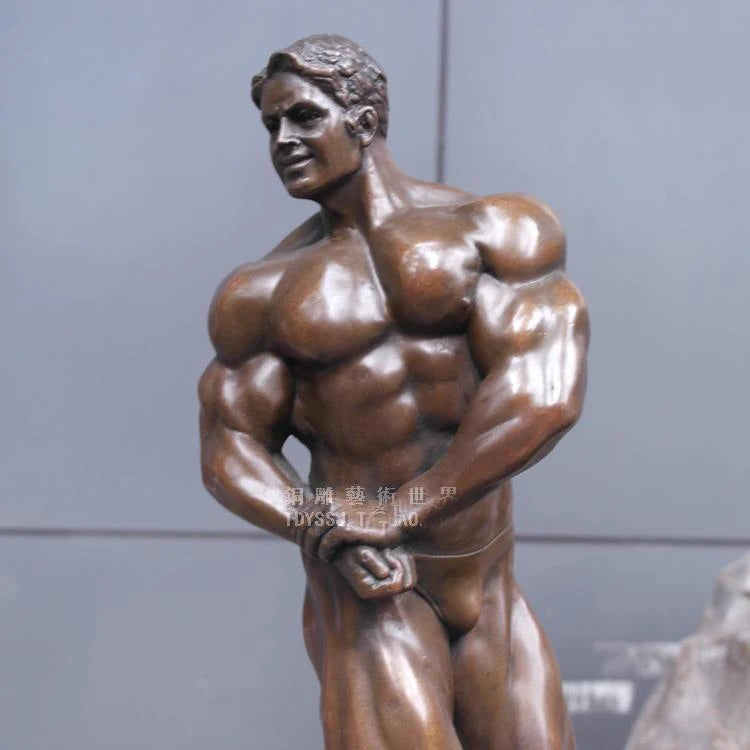 40CM large HOME OFFICE Living Room WINE BAR TOP COOL Ornament art MAN MALE ART Fitness Bronze carving art Sculpture statue