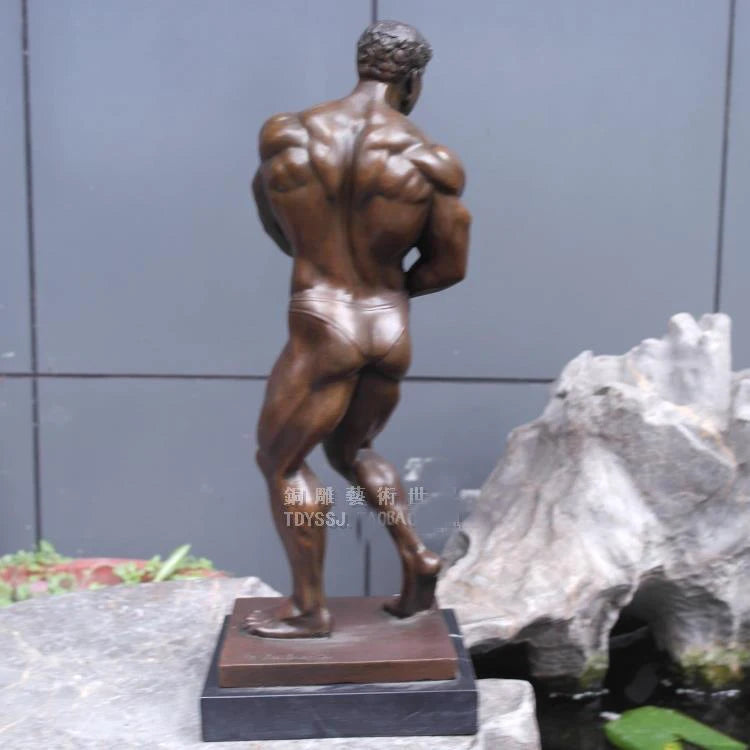 40CM large HOME OFFICE Living Room WINE BAR TOP COOL Ornament art MAN MALE ART Fitness Bronze carving art Sculpture statue
