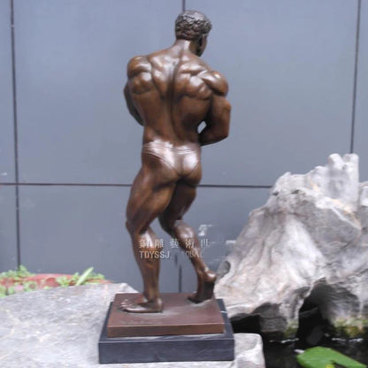 40CM large HOME OFFICE Living Room WINE BAR TOP COOL Ornament art MAN MALE ART Fitness Bronze carving art Sculpture statue