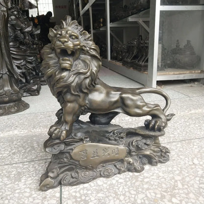 40CM large Huge -HOME OFFICE Porch lobby TOP COOL  efficacious Mascot thriving business bronze Lion KING FENG SHUI ART statue