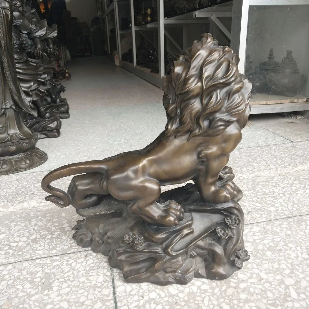 40CM large Huge -HOME OFFICE Porch lobby TOP COOL  efficacious Mascot thriving business bronze Lion KING FENG SHUI ART statue