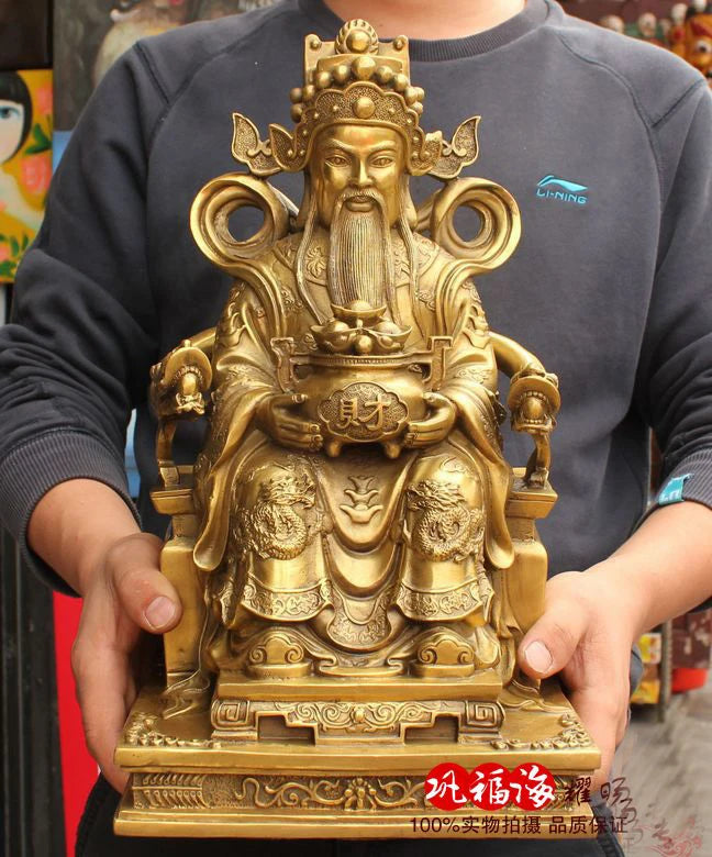 40CM large - home office efficacious Mascot bring wealth fortune CAI SHEN fortune GOD copper statue FENG SHUI Sculpture