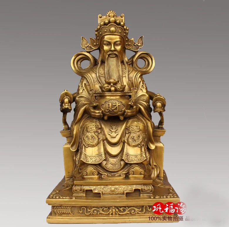 40CM large - home office efficacious Mascot bring wealth fortune CAI SHEN fortune GOD copper statue FENG SHUI Sculpture