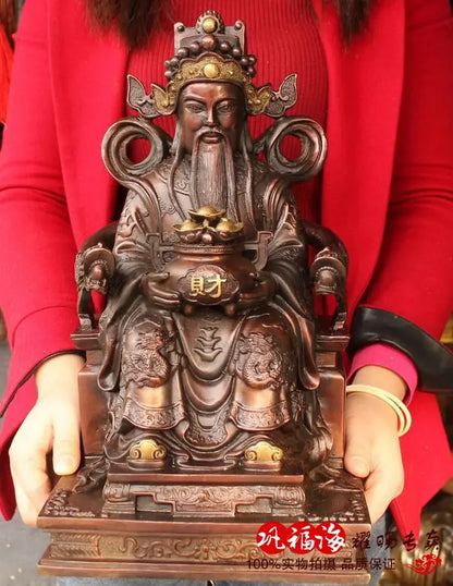 40CM large -home office efficacious Mascot bring wealth fortune FENG SHUI CAI SHEN fortune GOD brass statue Sculpture