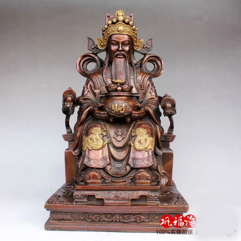 40CM large -home office efficacious Mascot bring wealth fortune FENG SHUI CAI SHEN fortune GOD brass statue Sculpture