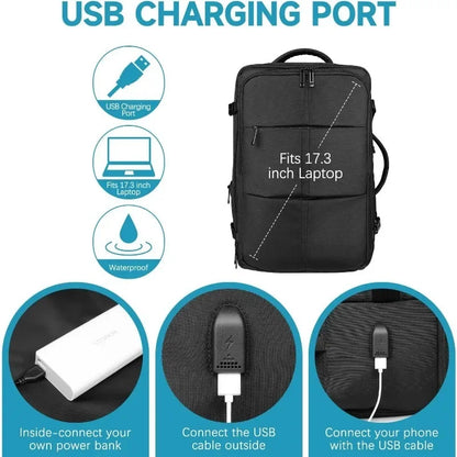 40L Flight Approved Waterproof Business Weekend Suitcase Luggage Large Backpack Fits 17.3 Inch Laptop Men