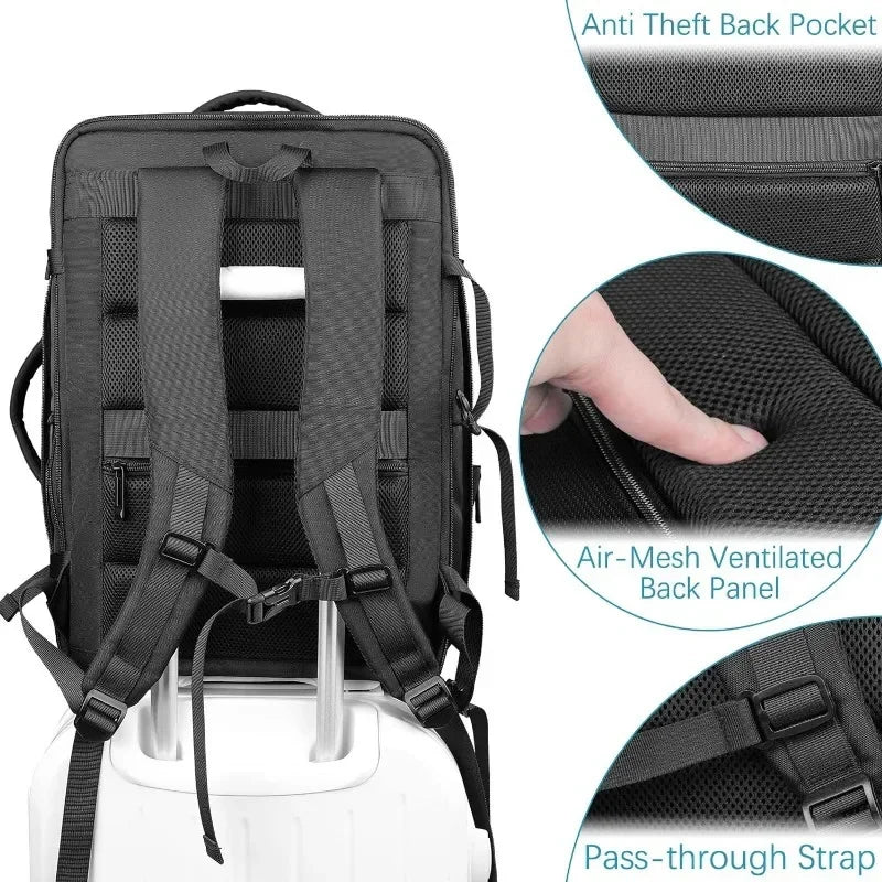 40L Flight Approved Waterproof Business Weekend Suitcase Luggage Large Backpack Fits 17.3 Inch Laptop Men
