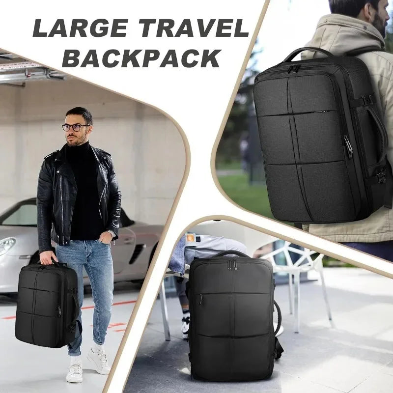 40L Flight Approved Waterproof Business Weekend Suitcase Luggage Large Backpack Fits 17.3 Inch Laptop Men