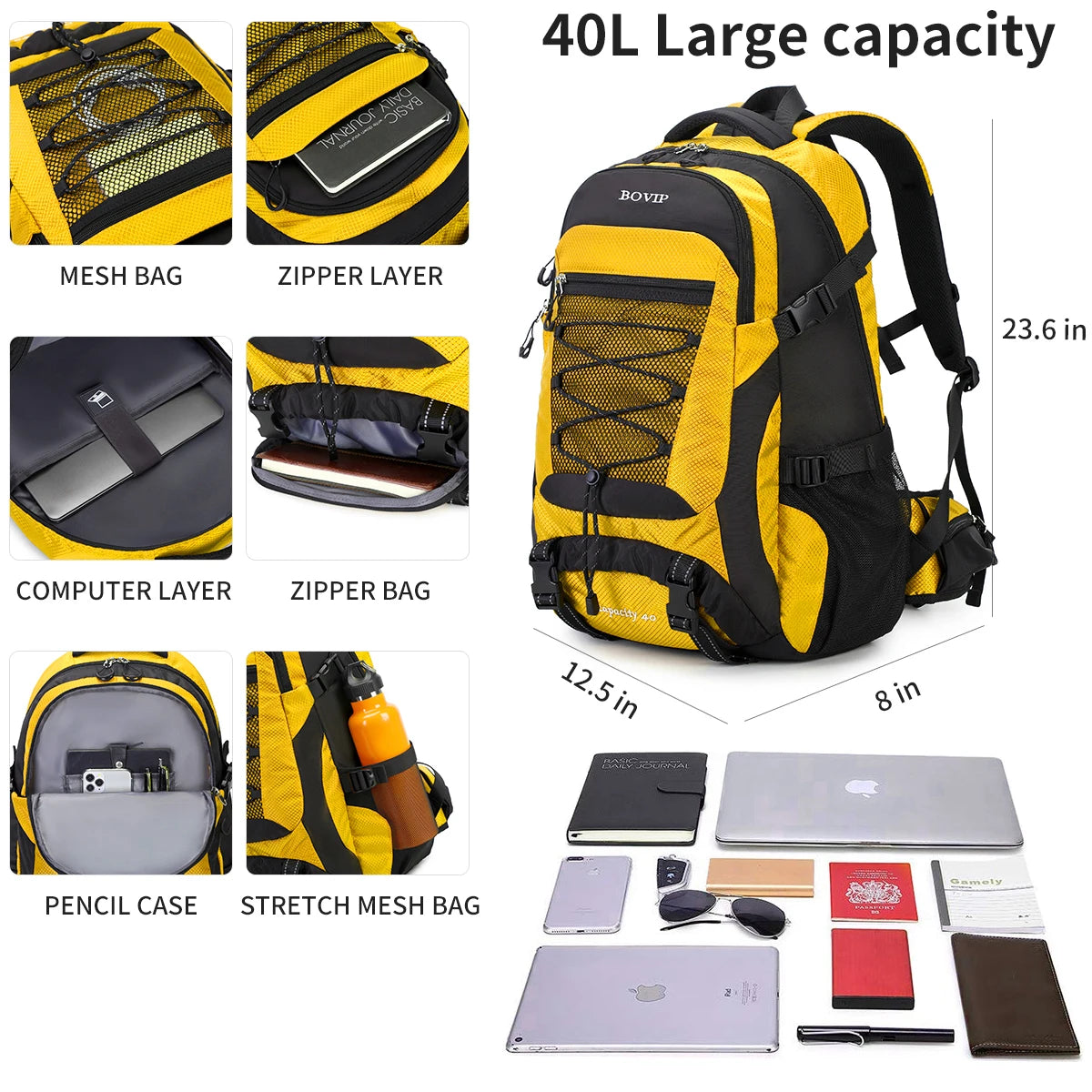 40L Hiking Backpack Waterproof Lightweight Daypack Travel Sports Camping Backpack for Men Women