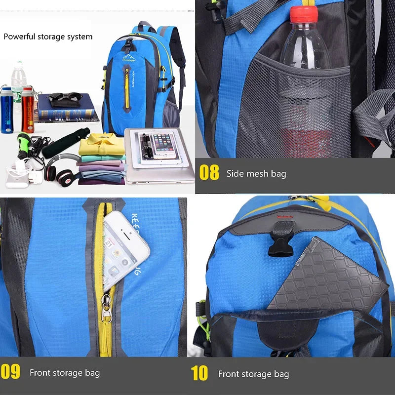 40L Unisex Men Backpack Waterproof Hiking Mountaineering Backpacks Outdoor Sports Travel Pack Camping Climbing Bag For Male 2024