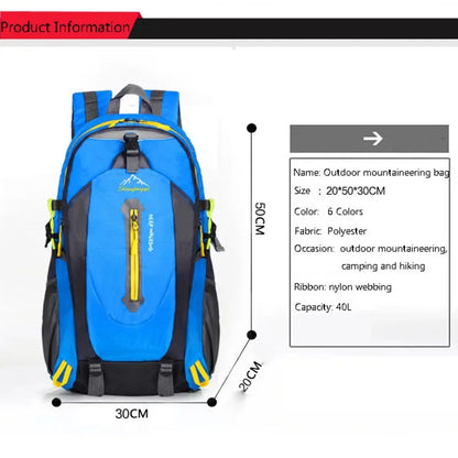 40L Unisex Men Backpack Waterproof Hiking Mountaineering Backpacks Outdoor Sports Travel Pack Camping Climbing Bag For Male 2024