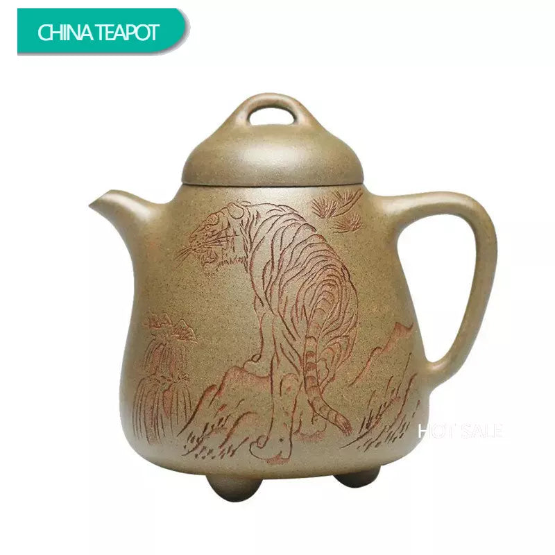220ml High-end Yixing Raw Ore Purple Clay Teapots Famous Artists Handmade High Stone Scoop Tea Pot Kettle Chinese Zisha Tea Set