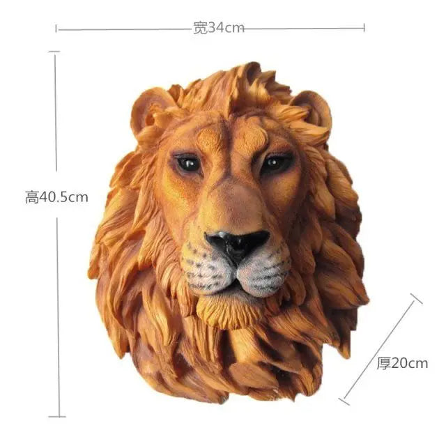 40cm fengshui Wall decorations, lion head, wall hanging, retro European style, simple wall decoration gifts decor ation maison