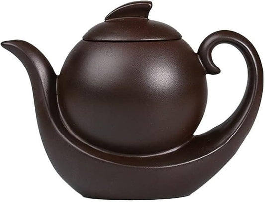 Slowtee Handmade Purple Clay Teapot, Traditional Chinese Kungfu Zisha Tea Kettle for Tea Table, Tea Ware Accessories for Enjoying Tea Ceremony, 15cm x 12cm(5.9in x 4.7in)