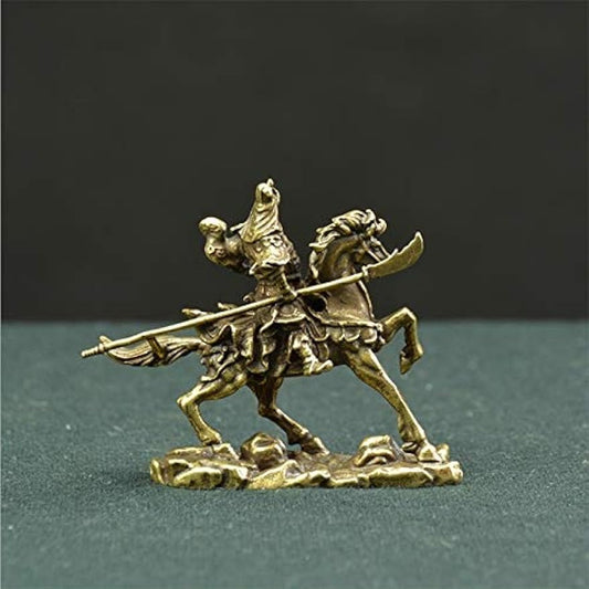 SHUTING2020 Fengshui Guan Yu Statue Chinese Guan Gong Horse Riding Bronze Statue Pure Copper Home Decoration Crafts Mini Guan Yu Statue Guan Gong Statue