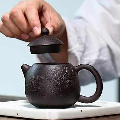 Zisha Teapot 6.4 Oz Yixing Clay Tea pot with Filter Funny Handmade,Chinese Kung Fu Tea Maker set - Dragon Egg