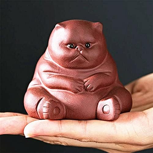 EatingBiting Chinese Zisha Tea Pet Water Tea Tray Pet Accessories Handmade Purple Clay Tea Pet for Kungfu Tea Tray Lucky Lazy Cat Tea Pet for Home Tea Tray Decor