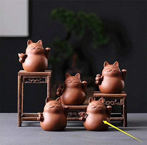 EatingBiting Chinese Zisha Tea Pet Maneki Neko Lucky Wealth RICH Cat Tea Pet Handmade Purple Clay for Kungfu Gift Water Tea Tray Accessories Handmade Tea Tray for Tea Lovers Oolong Tea Home Decor