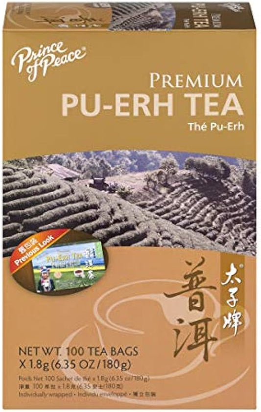 Prince Of Peace Premium Pu Erh Black Tea - 100 bags per pack - 6 packs per case.