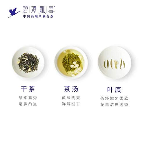 2023 (FRESH) Spring Bamboo Leaf Green (Bitan Drifting Snow) Bitan Drifting Snow Famous Chinese Jasmine Tea (15 bags)