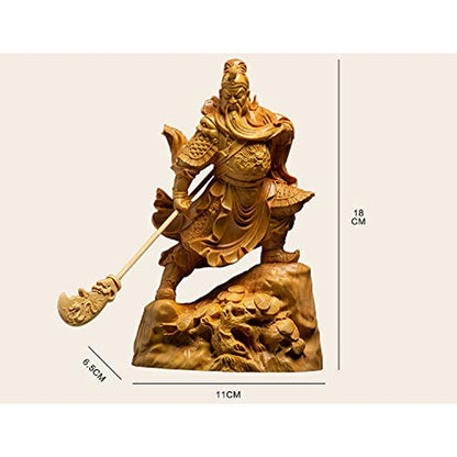 ZAMTAC Wood Chinese Warriors People Sculpture Dynasty Guan Yu Copper Knife Craft Home Decoration Chinese Figure Guan gong stautes