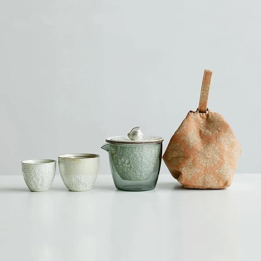 Afternoon Tea Set Pure Hand Painted Silver Tea Set Kit Japanese Embossed Rabbit 1 Pot 2 Cups Tea Maker Outdoor Camping Stock Bags Tea Set For Adults