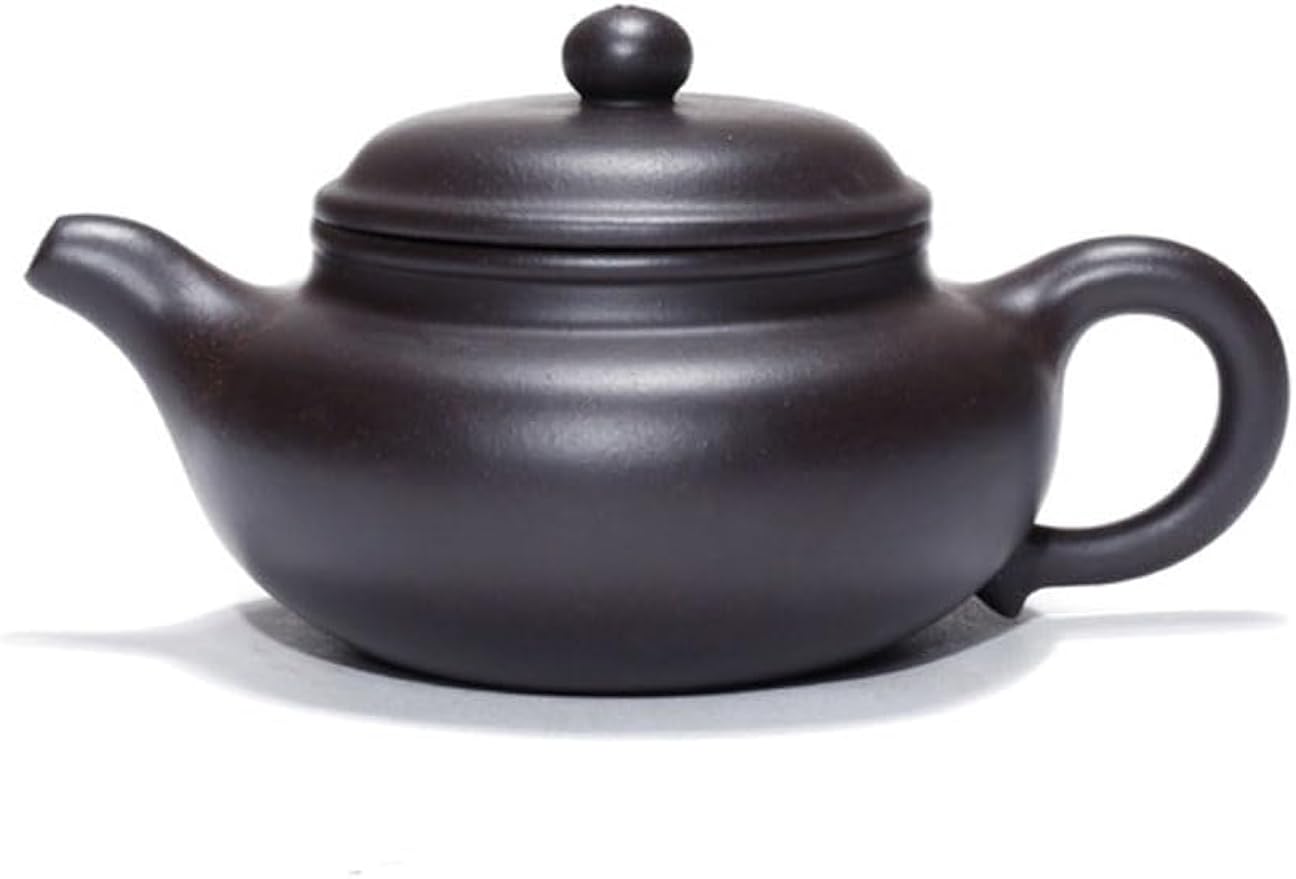 Teapot 10Oz Chinese Zisha Clay Pottery Handmade Fanggu Tea Pot Ceramics Black Mud Heijingang Kungfu Kettle (Black)