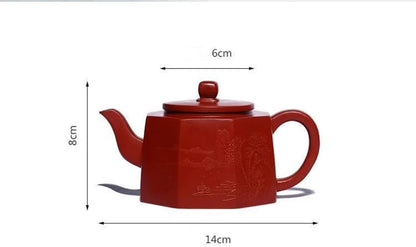 180ml Purple Clay Teapot Master Carved Square Tea Pot Kettle Handmade Zisha Tea Set