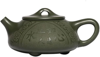 220ml Purple Clay Teapot Hand-carved Stone Scoop Kettle Home Tea Infuser Chinese Zisha Tea Set