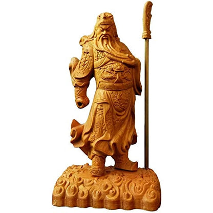 YZDSBD Statues Figurines Sculptures 13Cm Wood People Sculpture Dynasty Warriors Guan Yu Copper Knife Craft Home Decoration Chinese Figure Guan Gong