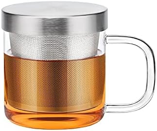 SAMADOYO High Grade Glass Tea Cup Home or Office Teacup W/t 304# Stainless Steel Infuser & Lid Borosilicate Glass SAMA S049A S050A (S050A-500ML)