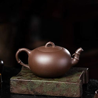 Round "Bamboo Leaf Pot" Zi Ni Chinese Yixing Purple clay handmade zisha tea pot teapot 330cc