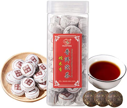 HUAYING Pu-erh Tea, Ripe Puerh Tea Mini Tea Cake with Glutinous Rice Fragrant, Loose Leaf Tea (8.47 Ounce/240g)