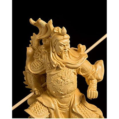 GaYouny Buddha Statue Guan Yu Statue 16CM Three Kingdoms Buddha Statue Solid Wood Ornaments Boxwood Carving Feng Shui Bodhisattva Home Decorations