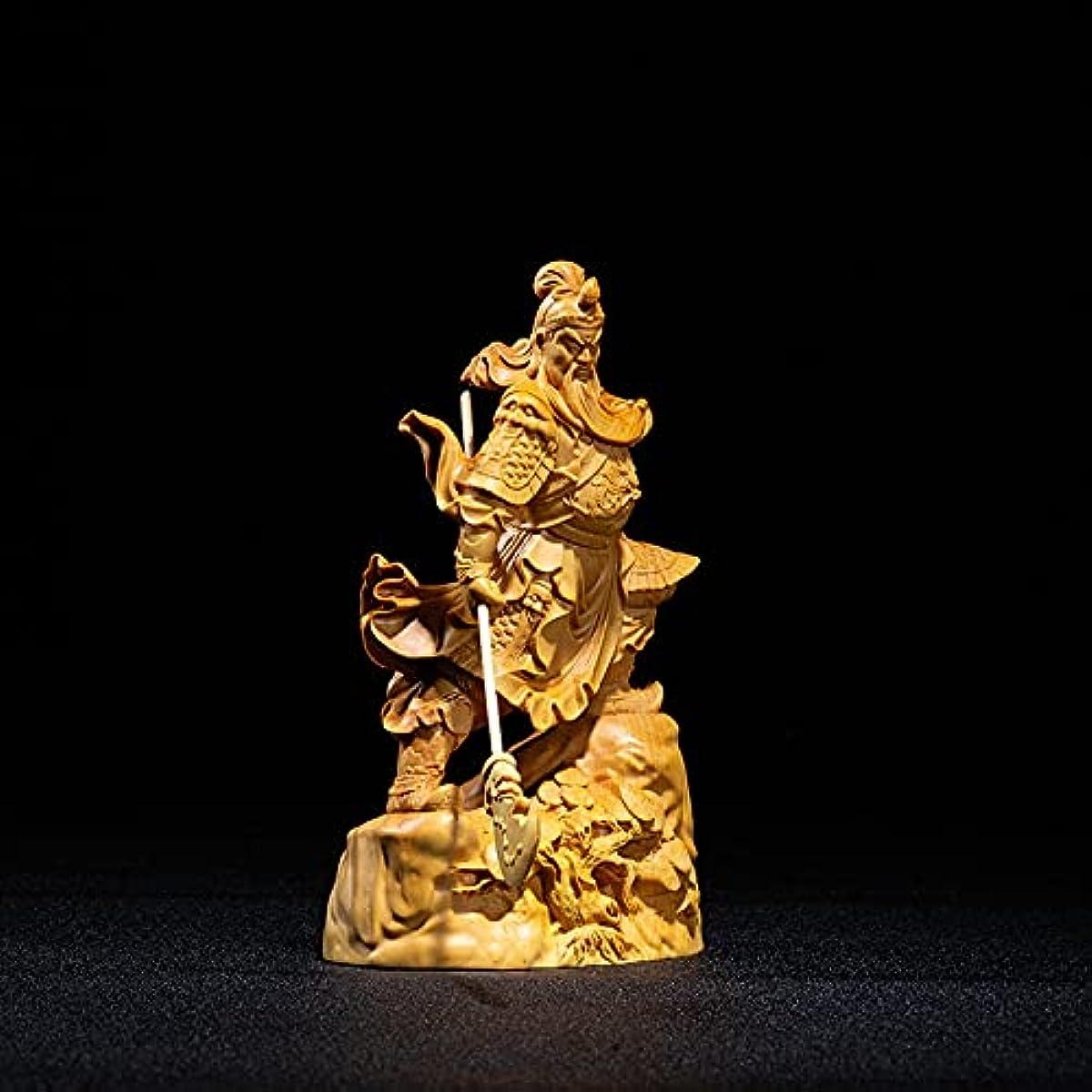 WJCRYPD Buddha Bodhisattva Guan Yu Statue Three Kingdoms Guandi Buddha Statue Solid Wood Feng Shui Ornaments Boxwood Carving Home Decorations Buddha Statue SurongL (Size : 18CM)