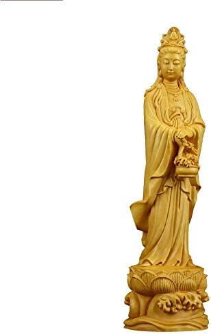 LLLY Chinese Guanyin Sculpture Buddha Statue Home Decoration Automobile Wood Buddha Office Accessories Crafts Gift Wood statu