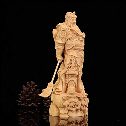 YZDSBD Statues Figurines Sculptures Dynasty Warriors Guanyu Legend Statue Guangong Wood People Sculpture Wooden Decor Craft Chinese Doll Statues for Decoration,15Cm